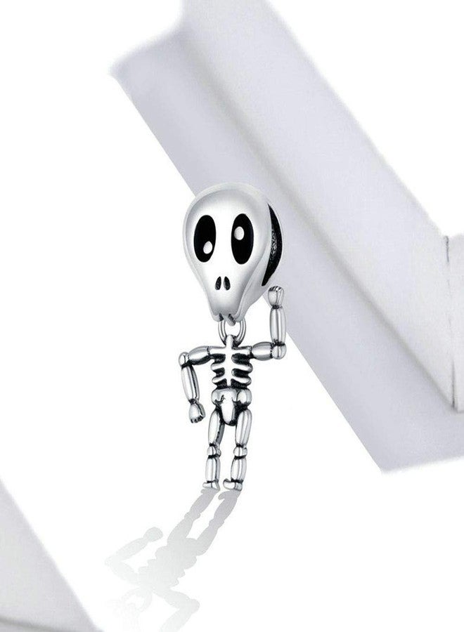 LAMOONY Skeleton Charm 925 Sterling Silver Halloween Bead Witch Moon Pumpkin Ghost Castle Pendant for Pandora Charm Bracelet (Skeleton) - Image 5